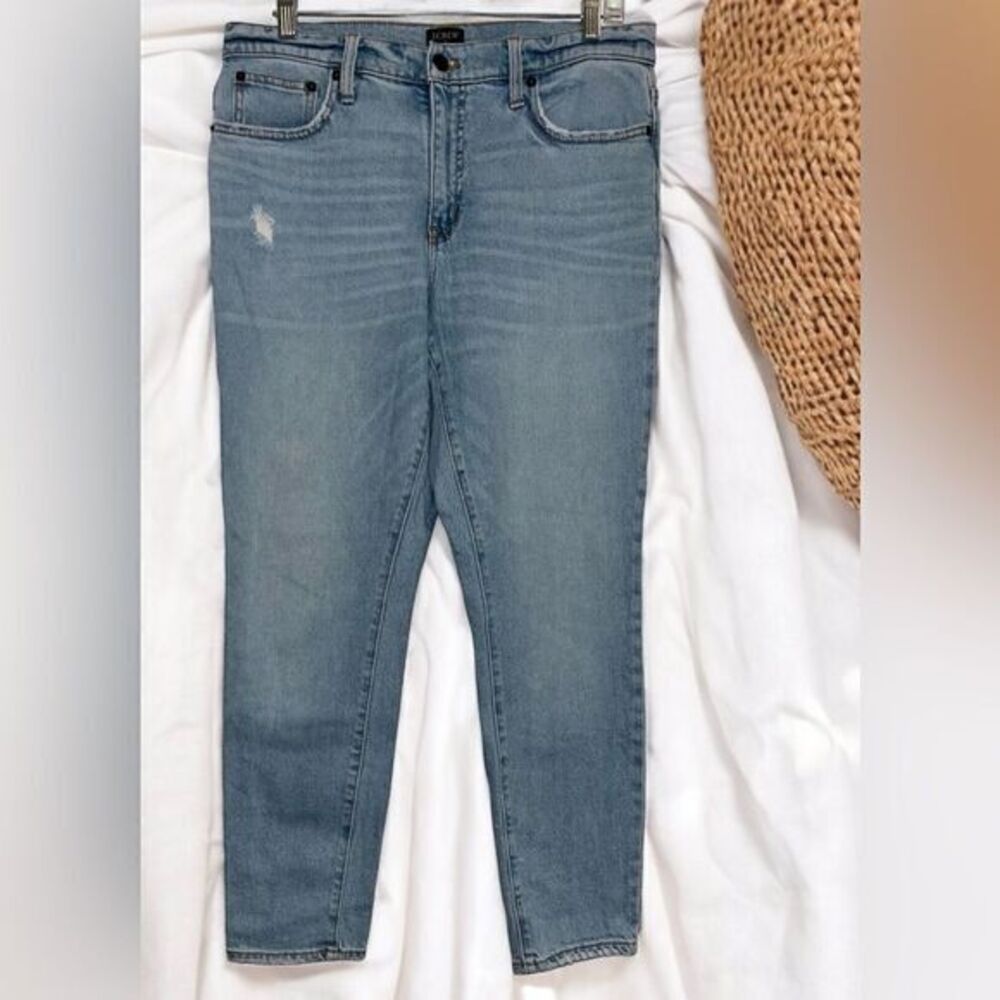 J.Crew 9" Mid-Rise Skinny Jeans Stretch Light Wash - Size 29 distressed
